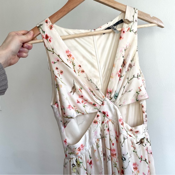 Zara Cream Floral Maxi Dress with Pink & Green Print - Picture 3 of 14